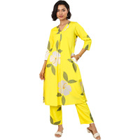 Libas Women's Cotton Blend Kurta Sets (99226_Yellow_M)