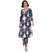 Libas Women's Silk Blend Kurta Sets (99229_Blue_L)