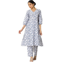 Libas Womens Printed Viscose Straight Kurta With Trousers