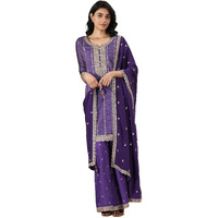 Libas Women's Silk Blend Kurta Sets (99265_Purple_L)