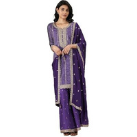 Libas Women's Silk Blend Kurta Sets (99265_Purple_Xl)
