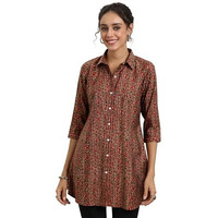 Libas Women's Silk Blend Ethnic Motifs Regular Kurti (29612 Rust