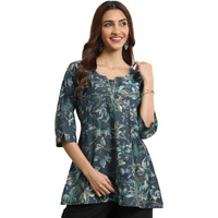 Libas Women's Silk Blend Yoke Design A-Line Kurti (26738R_Grey