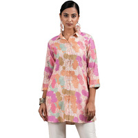 Libas Women's Silk Blend Printed Straight Kurti (37214R_Pink