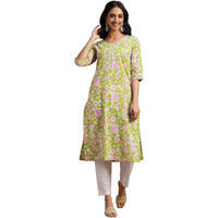 Libas Women's Cotton Printed Straight Kurta (29050R Green