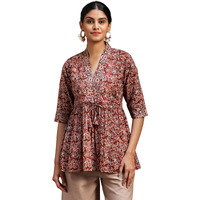 Libas Womens Printed Cotton A-Line Kurti For Women