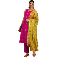 Libas Women's Silk Blend Kurta Sets (35692R_Pink_Xl)