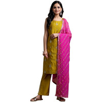 Libas Women's Silk Blend Kurta Set (35693R_Mustard