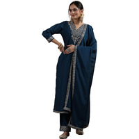 Libas Women's Silk Blend Kurta Set (48578R_Teal