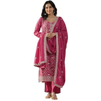 Libas Women's Silk Blend Kurta Set (49518_Pink_M)
