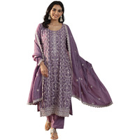 Libas Women's Silk Blend Kurta Set (49519_Purple_S)