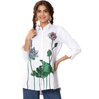 Libas Women's Cotton Blend Floral Straight Tunics (98185_White_S)