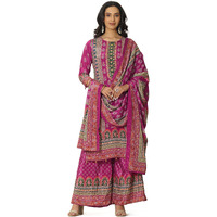 Libas Womens Printed Chinon Straight Kurta With Palazzos And Dupatta