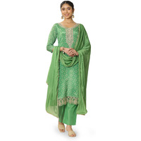 Libas Women's Silk Blend Kurta Sets (99447_Green_S)