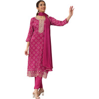 Libas Women's Silk Blend Kurta Sets (99448_Pink_S)