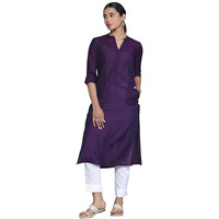 Libas Women's Silk Woven Design Straight Kurta (268790R Purple