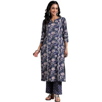 Libas Women's Pure Cotton Printed Kurta Set (277370R Blue