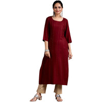 Libas Women's Viscose Rayon Embellished Straight Kurta (29238O0R Red