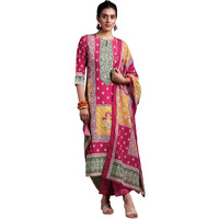 Libas Women Poly Crepe Straight Fit Printed Kurta Set (369320R, Multi, Xl