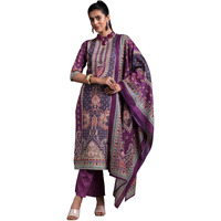 Libas Women Poly Crepe Kurta Set (369500R, Purple, Large