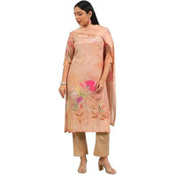 Libas Women's Silk Blend Kurta Set (400299_Peach_L)