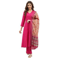 Libas Women's Silk Blend Kurta Set (400281I_Pink_Xxl)