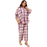 Libas Womens Printed Silk Blend Co-Ord Set For Women Purple