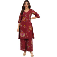 Libas Women's Silk Blend Kurta Set (400419_Maroon_S)