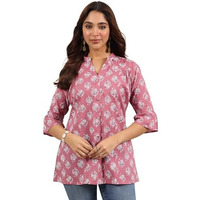 Libas Women's Cotton Printed Straight Kurti (29637_Mauve_Xxl)