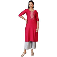 Libas Women's Silk Printed Straight Kurtas (29645C Pink