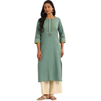 Libas Women's Cotton Blend Yoke Design Regular Kurta (98210Oc_Blue_M)