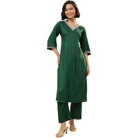 Libas Womens Woven Design Viscose Straight Kurta With Trousers