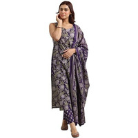 Libas Women's Cotton Blend Kurta Set (400343R_Purple