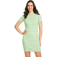 Modeve Women Striped Bodycon Dress Mint