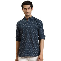 Sojanya (Since 1958 Men's Cotton Peacock Blue Printed Only Short Kurta