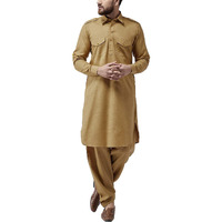 Sojanya (Since 1958 Mens Mustard Cotton Pathani Kurta Salwar Set Size Xl