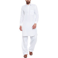 Sojanya (Since 1958 Men's Classic White Cotton Blend Pathani Kurta Salwar