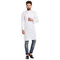 Sojanya (Since 1958 Men's White Cotton Linen Only Long Kurta