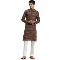 Sojanya (Since 1958 Men's Cotton Brown & Cream Printed Only Long Kurta