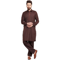 Sojanya (Since 1958 Men's Chocolate Brown Cotton Blend Pathani Kurta Salwar