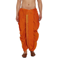 Sojanya Men's Cotton Silk Dhotis(Orange, Free Size)