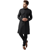 Sojanya (Since 1958 Men's Black Cotton Kurta Churidar Pyjama Set Size M