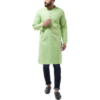 Sojanya (Since 1958 Men's Cotton Blend Green Woven Design Only Long Kurta Size: 44