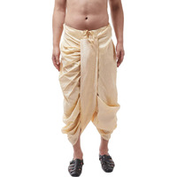 Sojanya (Since 1958 Men's Silk Blend Beige Stitched Dhoti, Size: Freesize