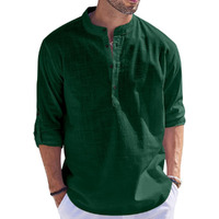 Bellstone Men's Cotton Blend Solid Regular Fit Kurta (Kurta1500_Single_Dark Green_S