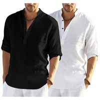 Bellstone Men's Cotton Blend Solid Regular Dress Shirt (Kurta800_Combo_Black_White_Xl