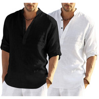 Bellstone Men's Cotton Blend Solid Regular Dress Shirt (Kurta800_Combo_Black_White_Xl