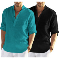 Bellstone Men's Solid Regular Fit Dress Shirt (Kurta800_Combo_Rama_Black_M