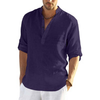 Bellstone Men's Cotton Blend Solid Regular Shirt (Kurta800_Purple_L