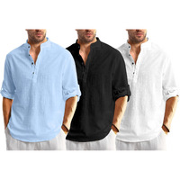 Bellstone Men's Cotton Blend Solid Regular Dress Shirt (Kurta1600_Triple_Sky-Black-White_2Xl